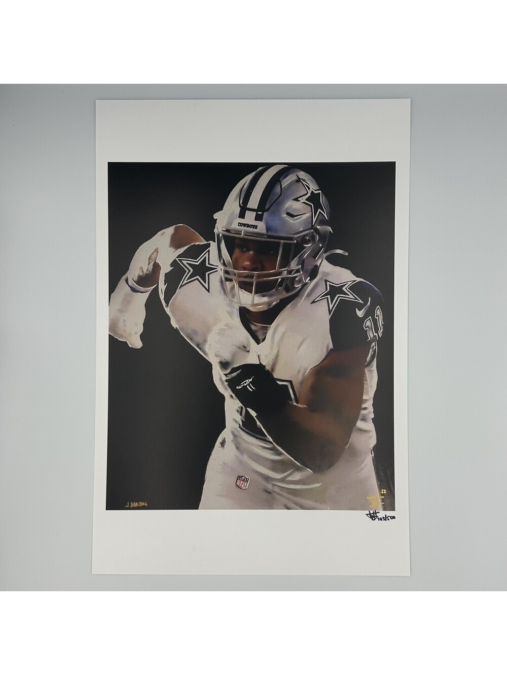 Micah Parsons 12x18 LE Lithograph Signed Joshua Barton 103/500 COA NFL Cowboys
